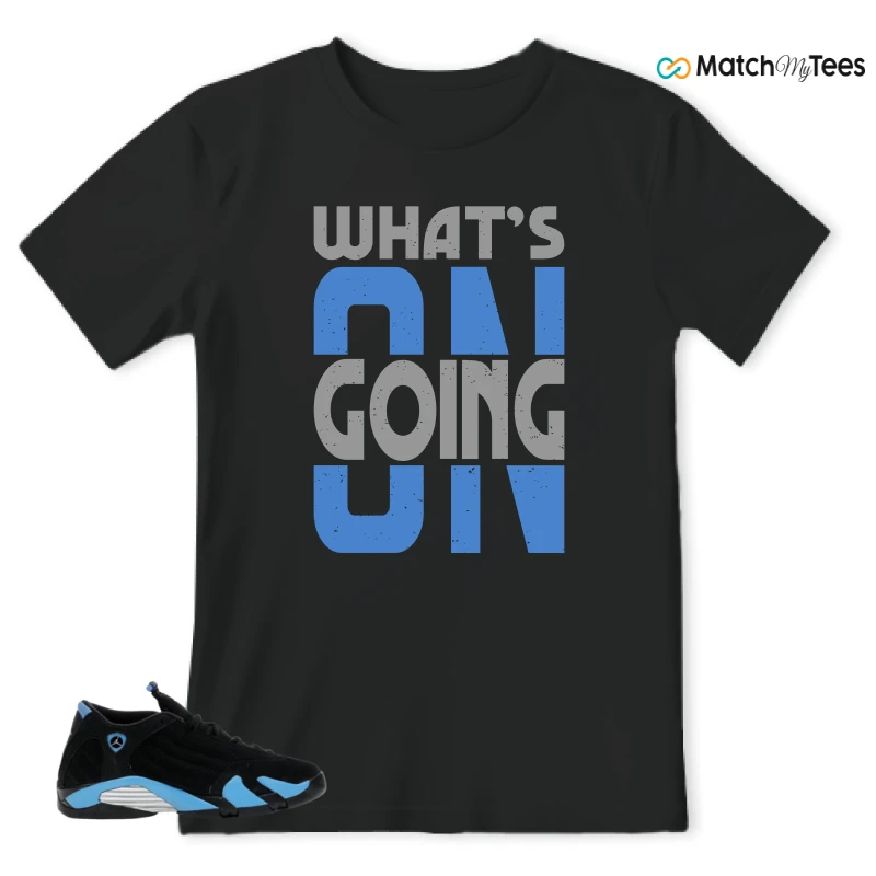 NIKE AIR JORDAN 14 RETRO BLACK UNIVERSITY BLUE (2026) (GS) SNEAKER Matching Tees t-shirt