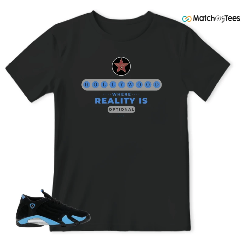 NIKE AIR JORDAN 14 RETRO BLACK UNIVERSITY BLUE (2026) (GS) SNEAKER Matching Tees t-shirt
