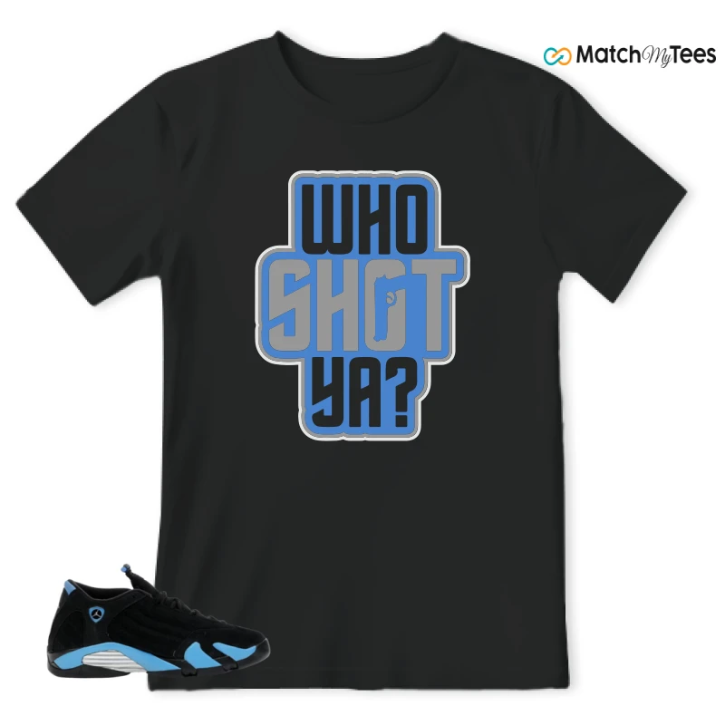 NIKE AIR JORDAN 14 RETRO BLACK UNIVERSITY BLUE (2026) (GS) SNEAKER Matching Tees t-shirt
