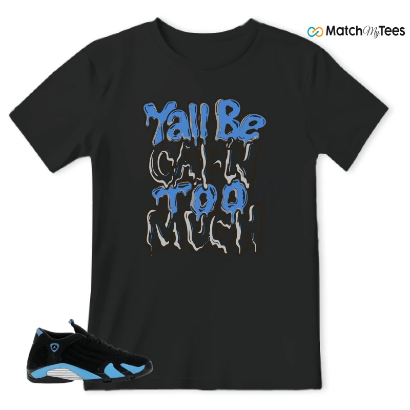 NIKE AIR JORDAN 14 RETRO BLACK UNIVERSITY BLUE (2026) (GS) SNEAKER Matching Tees t-shirt