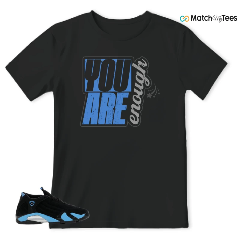 NIKE AIR JORDAN 14 RETRO BLACK UNIVERSITY BLUE (2026) (GS) SNEAKER Matching Tees t-shirt