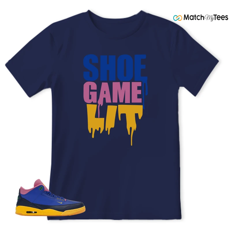NIKE AIR JORDAN 3 BRAZIL SNEAKER RACER BLUE/LUCKY GREEN/BLUE VOID/VARSITY MAIZE matching T-shirt