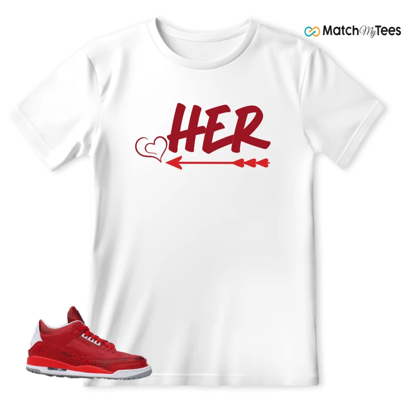 NIKE AIR JORDAN 3 JBF CUSTOM VALENTINE'S DAY SNEAKER Matching Tees t-shirt