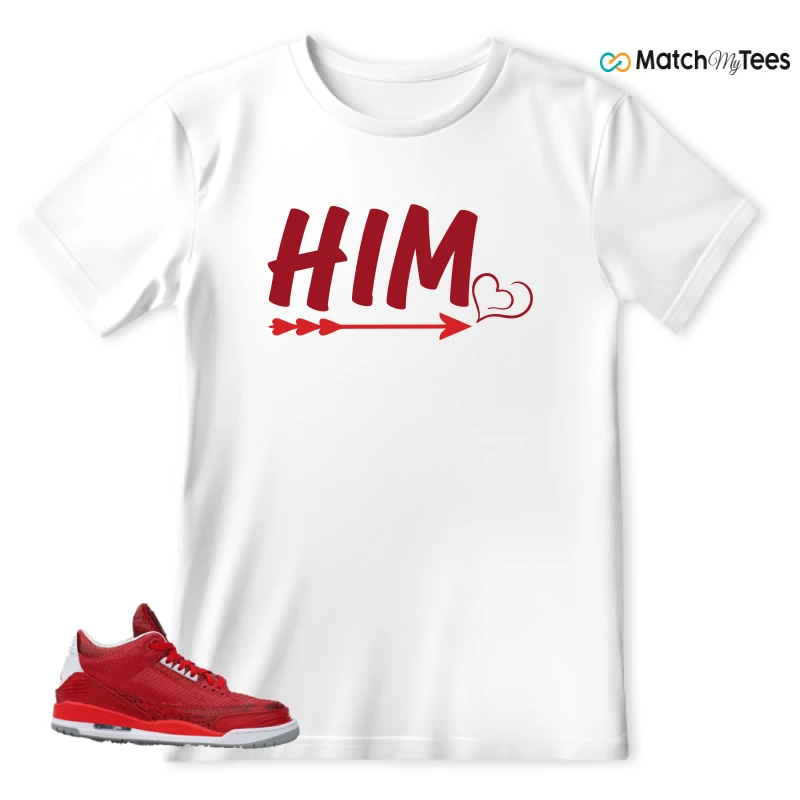 NIKE AIR JORDAN 3 JBF CUSTOM VALENTINE'S DAY SNEAKER Matching Tees t-shirt