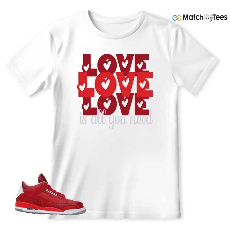 NIKE AIR JORDAN 3 JBF CUSTOM VALENTINE'S DAY SNEAKER Matching Tees t-shirt