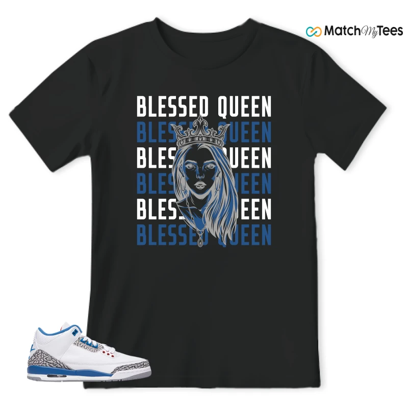 NIKE AIR JORDAN 3 RETRO TRUE BLUE 2026 GRADE SCHOOL SNEAKER/WHITE/VARSITY RED/TRUE BLUE/CEMENT GREY/ANTHRACITE matching T-shirt