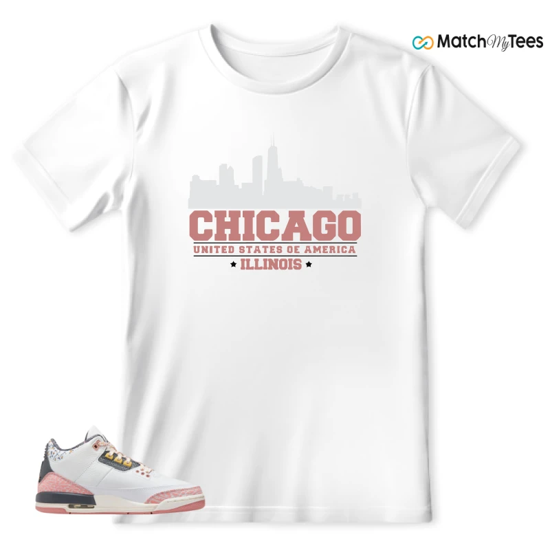 NIKE AIR JORDAN 3 GS RED STARDUST SNEAKER Matching Tees t-shirt