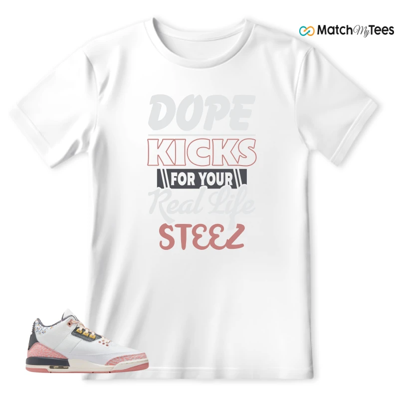 NIKE AIR JORDAN 3 GS RED STARDUST SNEAKER Matching Tees t-shirt