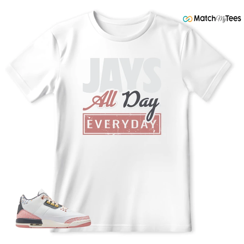 NIKE AIR JORDAN 3 GS RED STARDUST SNEAKER Matching Tees t-shirt