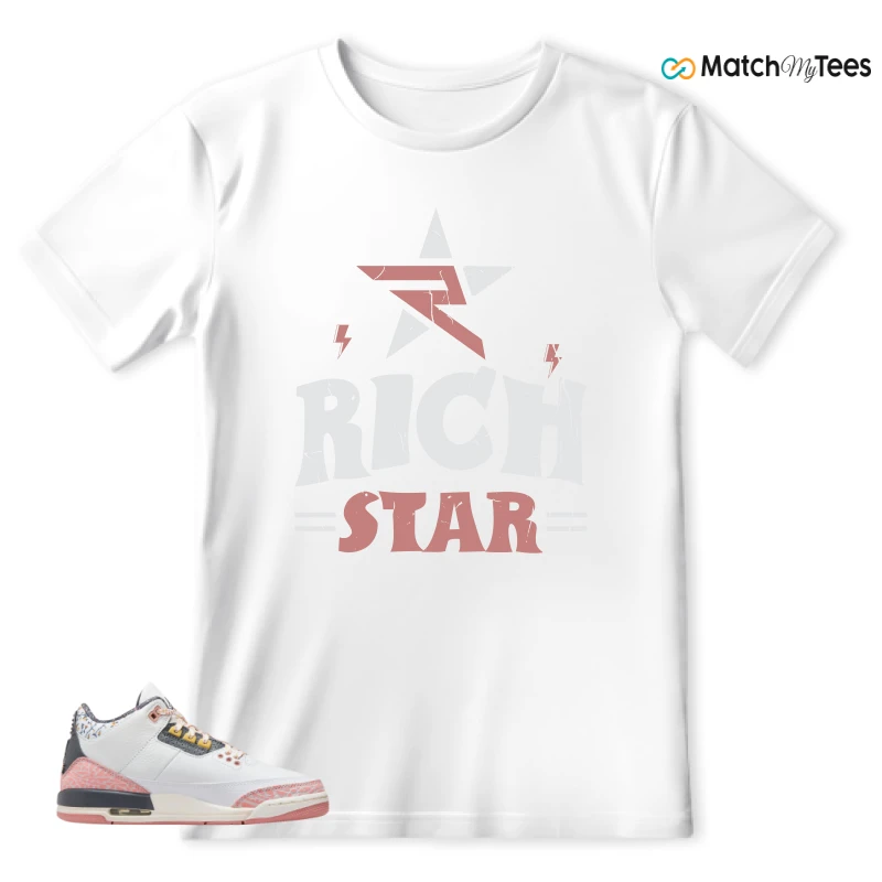 NIKE AIR JORDAN 3 GS RED STARDUST SNEAKER Matching Tees t-shirt