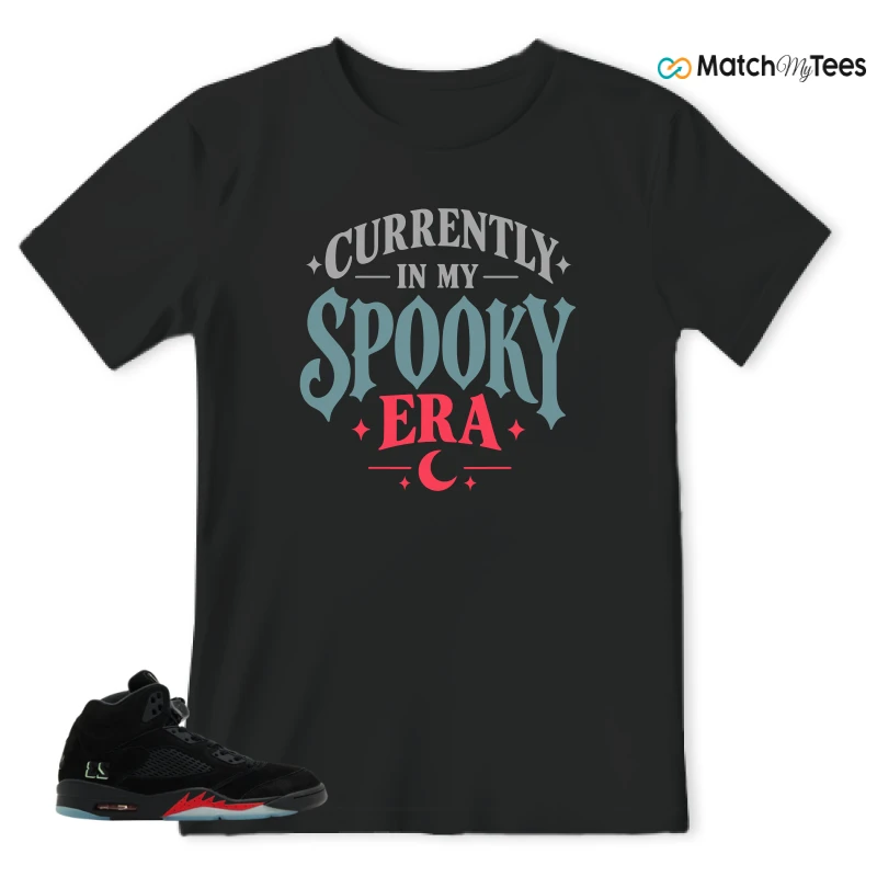 NIKE AIR JORDAN 5 RETRO HALLOWEEN SNEAKER/BLACK/PICANTE RED/GREEN matching T-shirt