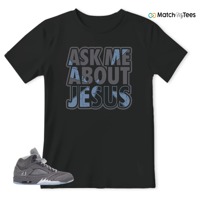 NIKE AIR JORDAN 5 WOLF GREY SNEAKER Matching Tees t-shirt