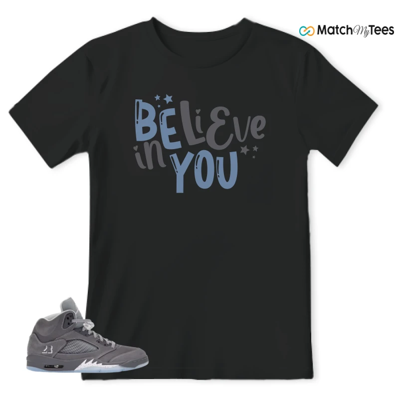 NIKE AIR JORDAN 5 WOLF GREY SNEAKER Matching Tees t-shirt
