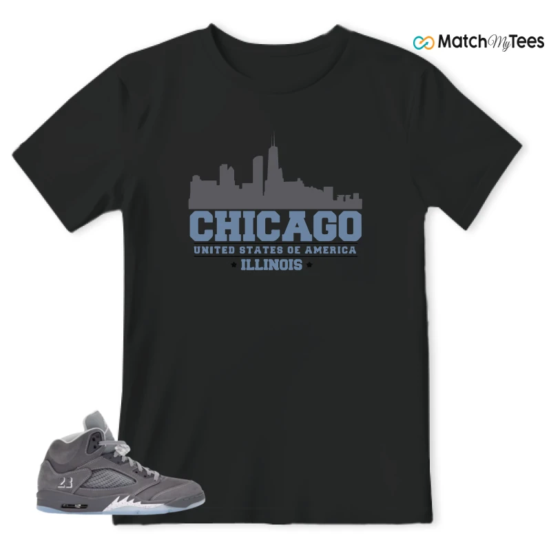NIKE AIR JORDAN 5 WOLF GREY SNEAKER Matching Tees t-shirt
