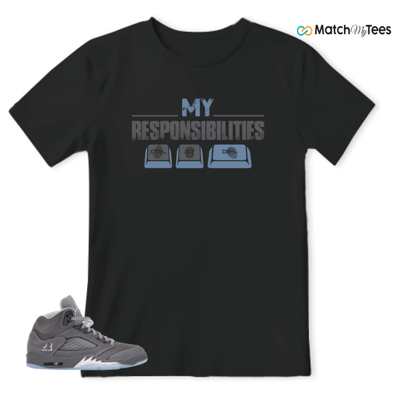 NIKE AIR JORDAN 5 WOLF GREY SNEAKER Matching Tees t-shirt