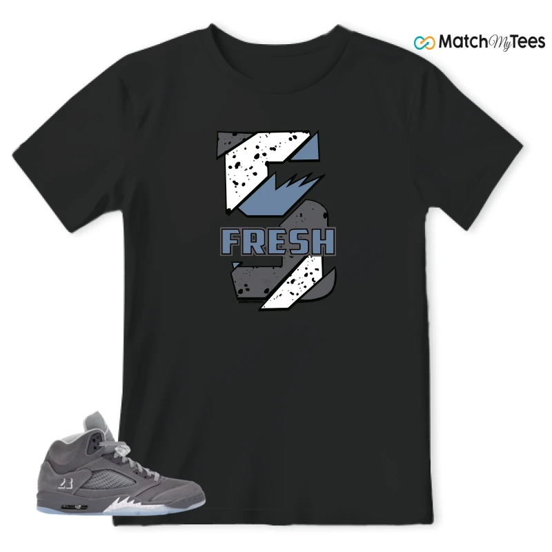 NIKE AIR JORDAN 5 WOLF GREY SNEAKER Matching Tees t-shirt