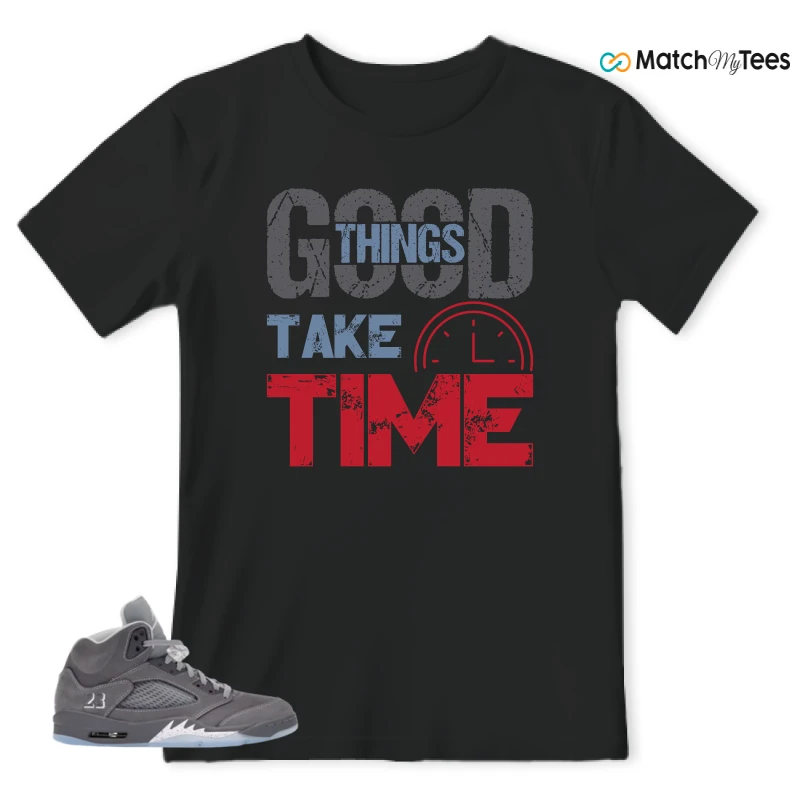 NIKE AIR JORDAN 5 WOLF GREY SNEAKER Matching Tees t-shirt