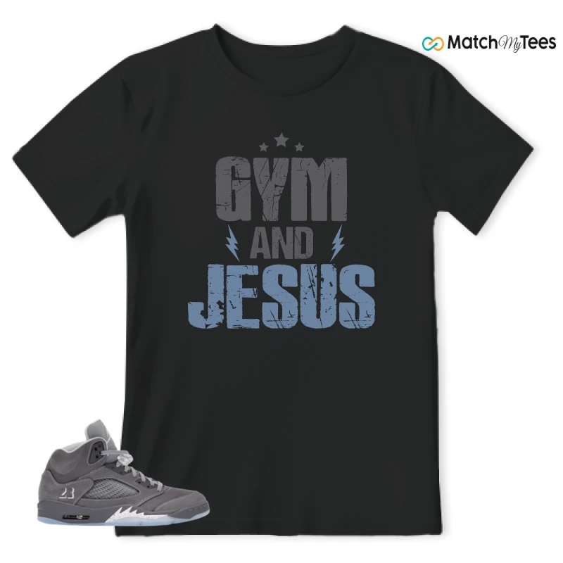 NIKE AIR JORDAN 5 WOLF GREY SNEAKER Matching Tees t-shirt