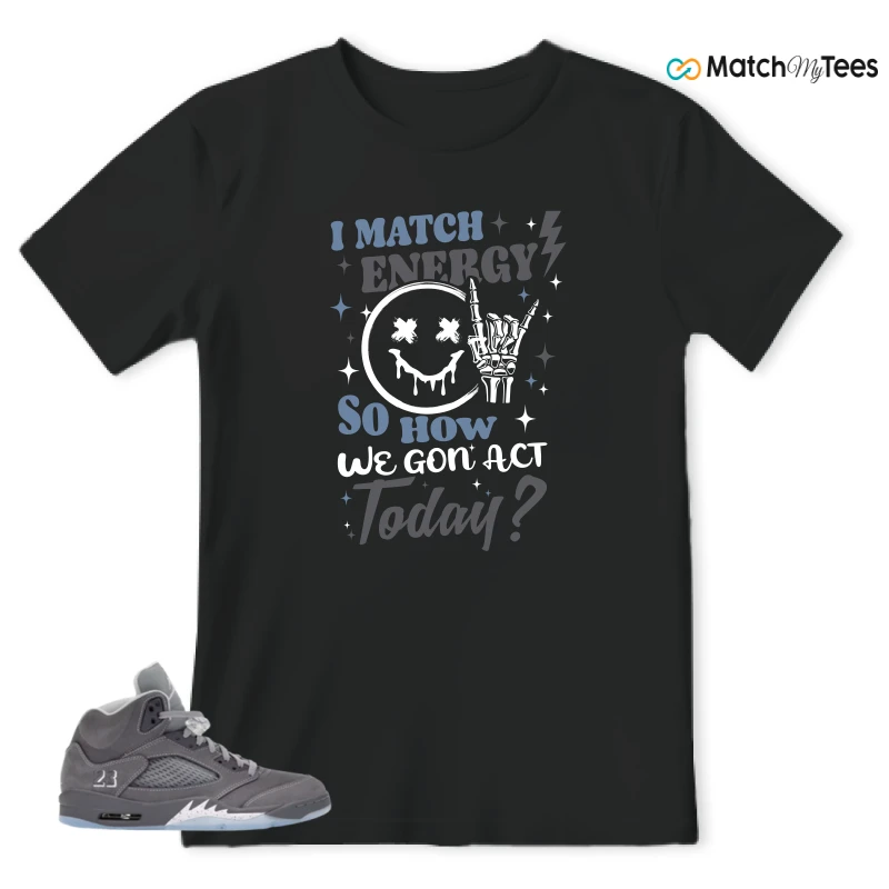 NIKE AIR JORDAN 5 WOLF GREY SNEAKER Matching Tees t-shirt