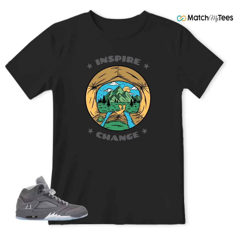 NIKE AIR JORDAN 5 WOLF GREY SNEAKER Matching Tees t-shirt