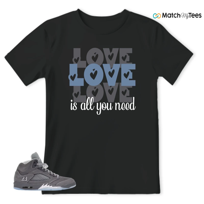 NIKE AIR JORDAN 5 WOLF GREY SNEAKER Matching Tees t-shirt