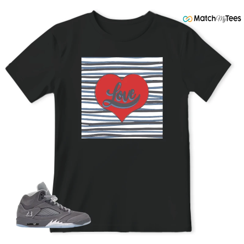 NIKE AIR JORDAN 5 WOLF GREY SNEAKER Matching Tees t-shirt