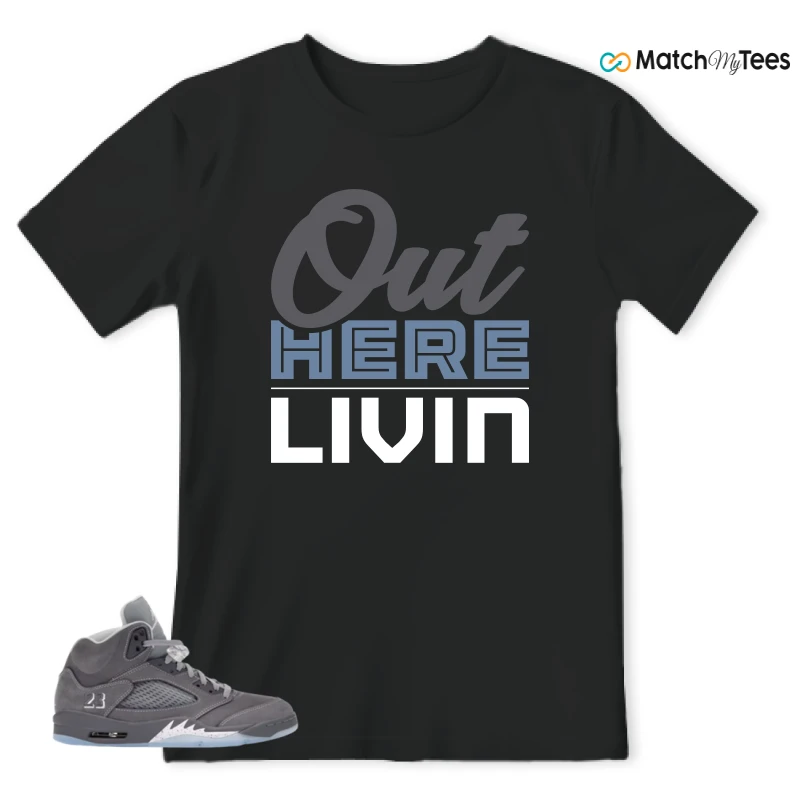 NIKE AIR JORDAN 5 WOLF GREY SNEAKER Matching Tees t-shirt