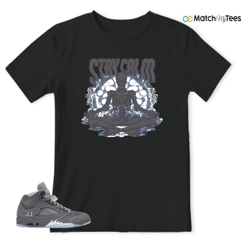 NIKE AIR JORDAN 5 WOLF GREY SNEAKER Matching Tees t-shirt