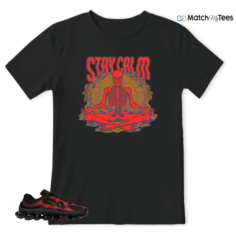 NIKE AIR LIQUID MAX BRIGHT CRIMSON AND FIRE RED SNEAKER/BLACK/METALLIC GOLD/TEAM RED/FIRE RED/BRIGHT CRIMSON matching T-shirt