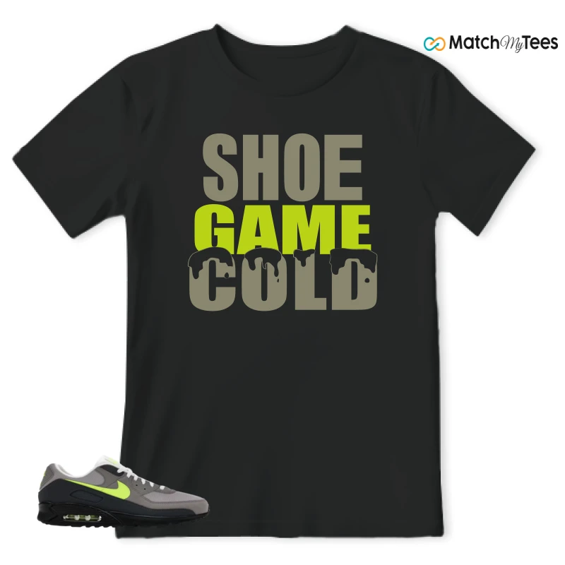 NIKE AIR MAX 90 NEON SNEAKER/BLACK/NEON YELLOW/ANTHRACITE/LIGHT CHARCOAL/PEARL GREY/WHITE matching T-shirt