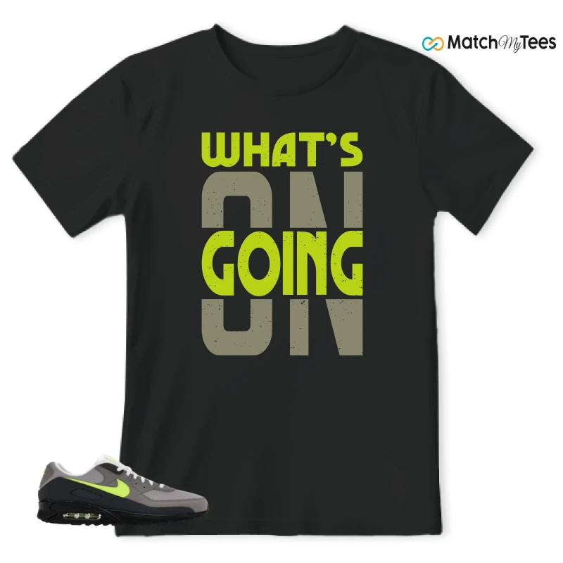 NIKE AIR MAX 90 NEON SNEAKER/BLACK/NEON YELLOW/ANTHRACITE/LIGHT CHARCOAL/PEARL GREY/WHITE matching T-shirt