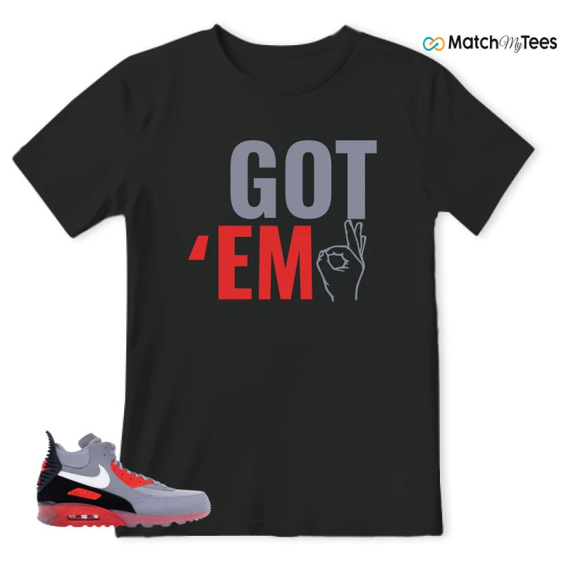 NIKE AIR MAX 90 SNEAKERBOOT ICE WOLF GREY INFRARED SNEAKER Matching Tees t-shirt