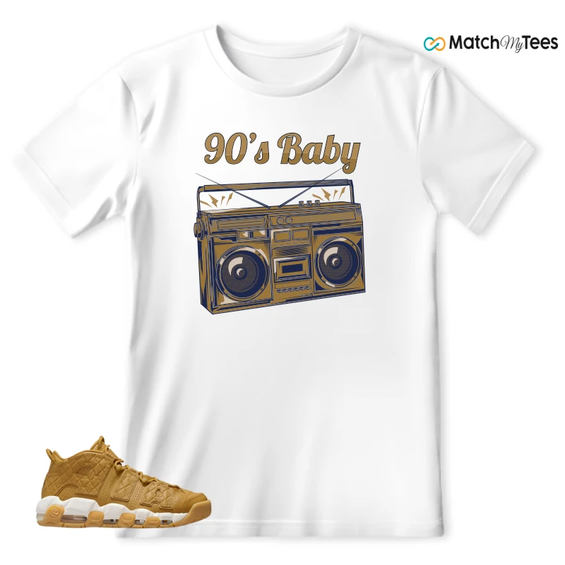 NIKE AIR MORE UPTEMPO QUILTED WHEAT GUM LIGHT BROWN (WOMEN'S) SNEAKER Matching Tees t-shirt