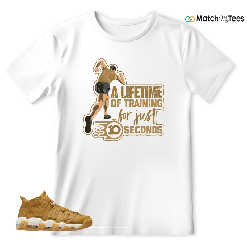 NIKE AIR MORE UPTEMPO QUILTED WHEAT GUM LIGHT BROWN (WOMEN'S) SNEAKER Matching Tees t-shirt