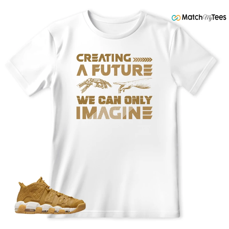 NIKE AIR MORE UPTEMPO QUILTED WHEAT GUM LIGHT BROWN (WOMEN'S) SNEAKER Matching Tees t-shirt