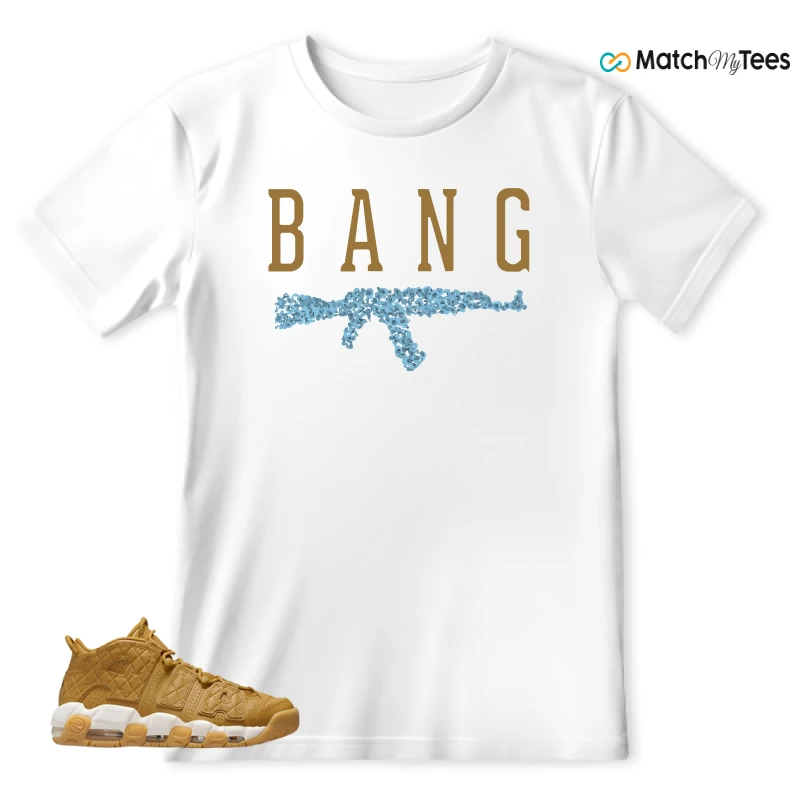 NIKE AIR MORE UPTEMPO QUILTED WHEAT GUM LIGHT BROWN (WOMEN'S) SNEAKER Matching Tees t-shirt