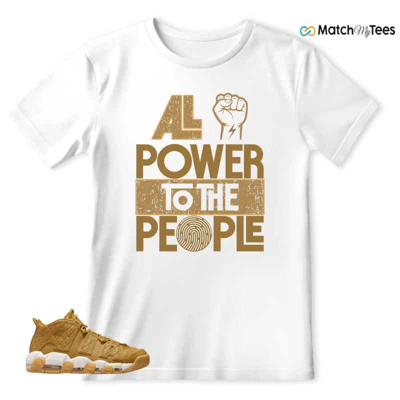NIKE AIR MORE UPTEMPO QUILTED WHEAT GUM LIGHT BROWN (WOMEN'S) SNEAKER Matching Tees t-shirt