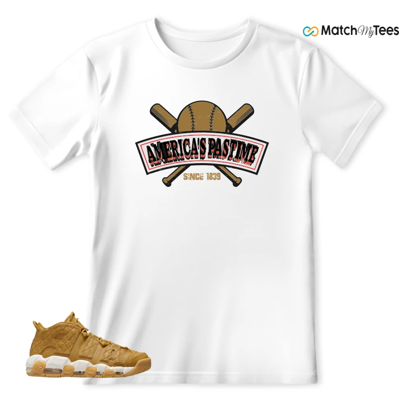 NIKE AIR MORE UPTEMPO QUILTED WHEAT GUM LIGHT BROWN (WOMEN'S) SNEAKER Matching Tees t-shirt