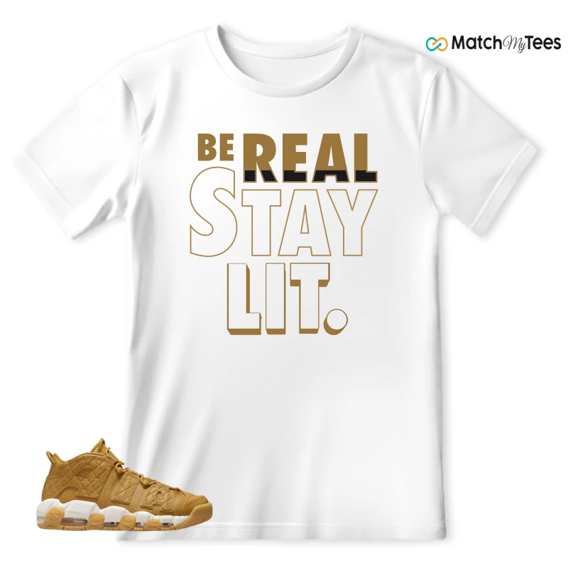 NIKE AIR MORE UPTEMPO QUILTED WHEAT GUM LIGHT BROWN (WOMEN'S) SNEAKER Matching Tees t-shirt