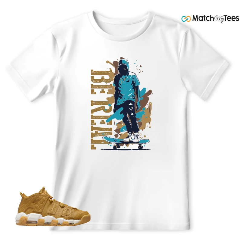 NIKE AIR MORE UPTEMPO QUILTED WHEAT GUM LIGHT BROWN (WOMEN'S) SNEAKER Matching Tees t-shirt