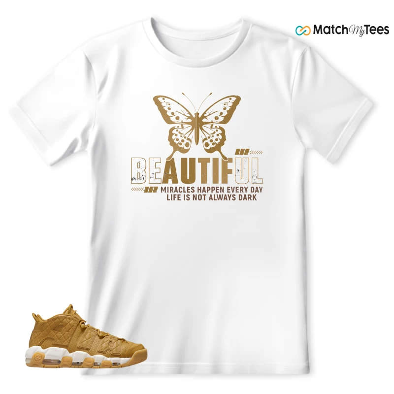 NIKE AIR MORE UPTEMPO QUILTED WHEAT GUM LIGHT BROWN (WOMEN'S) SNEAKER Matching Tees t-shirt