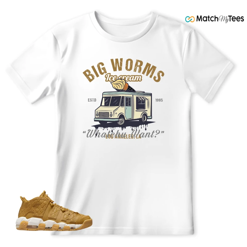 NIKE AIR MORE UPTEMPO QUILTED WHEAT GUM LIGHT BROWN (WOMEN'S) SNEAKER Matching Tees t-shirt
