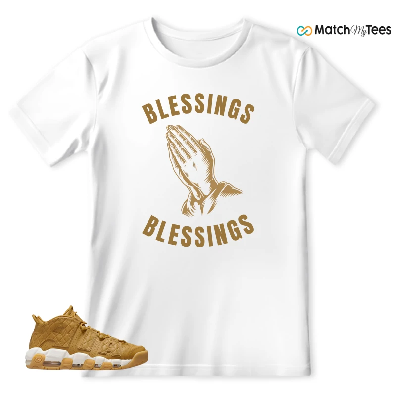 NIKE AIR MORE UPTEMPO QUILTED WHEAT GUM LIGHT BROWN (WOMEN'S) SNEAKER Matching Tees t-shirt