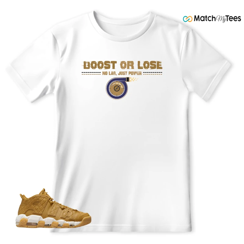 NIKE AIR MORE UPTEMPO QUILTED WHEAT GUM LIGHT BROWN (WOMEN'S) SNEAKER Matching Tees t-shirt