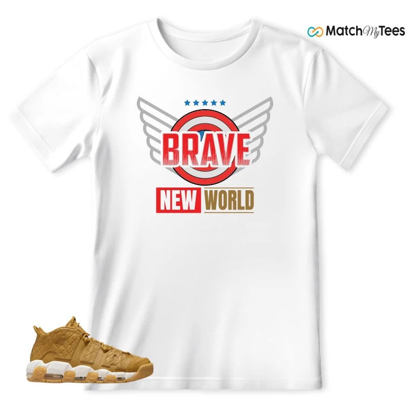 NIKE AIR MORE UPTEMPO QUILTED WHEAT GUM LIGHT BROWN (WOMEN'S) SNEAKER Matching Tees t-shirt