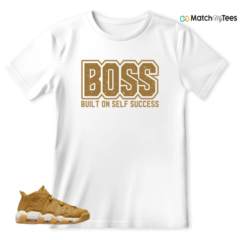 NIKE AIR MORE UPTEMPO QUILTED WHEAT GUM LIGHT BROWN (WOMEN'S) SNEAKER Matching Tees t-shirt