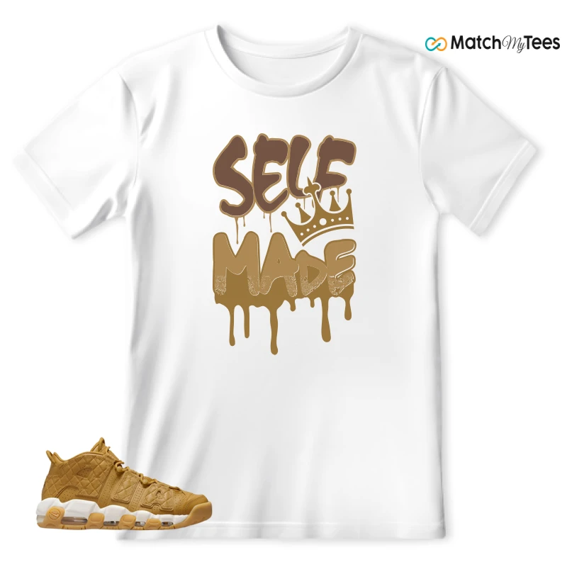 NIKE AIR MORE UPTEMPO QUILTED WHEAT GUM LIGHT BROWN (WOMEN'S) SNEAKER Matching Tees t-shirt
