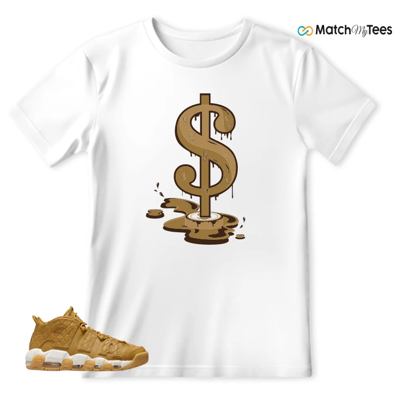NIKE AIR MORE UPTEMPO QUILTED WHEAT GUM LIGHT BROWN (WOMEN'S) SNEAKER Matching Tees t-shirt