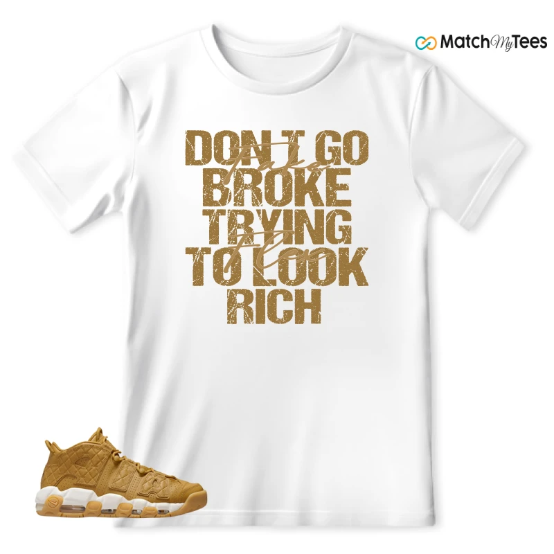 NIKE AIR MORE UPTEMPO QUILTED WHEAT GUM LIGHT BROWN (WOMEN'S) SNEAKER Matching Tees t-shirt