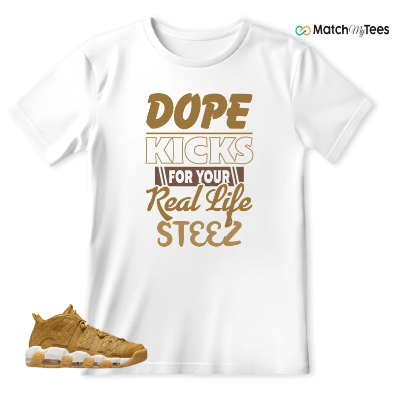 NIKE AIR MORE UPTEMPO QUILTED WHEAT GUM LIGHT BROWN (WOMEN'S) SNEAKER Matching Tees t-shirt